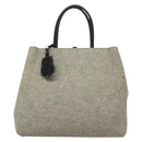 FENDI Tote Bag Wool Gray Silver Auth bs28290-13