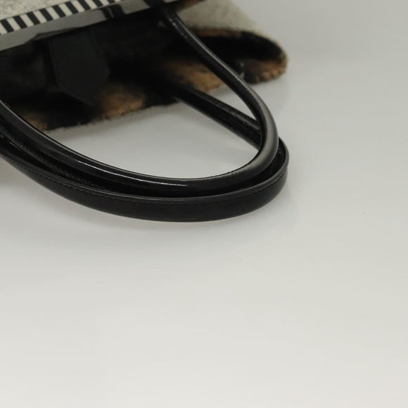 FENDI Tote Bag Wool Gray Silver Auth bs28290