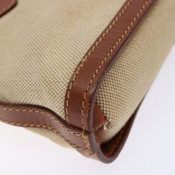 FENDI Hand Bag Canvas Beige Gold Auth bs28291