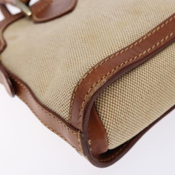 FENDI Hand Bag Canvas Beige Gold Auth bs28291