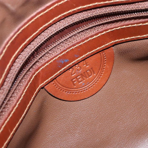 FENDI Hand Bag Canvas Beige Gold Auth bs28291