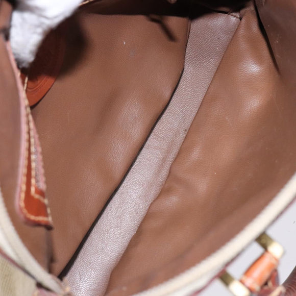 FENDI Hand Bag Canvas Beige Gold Auth bs28291