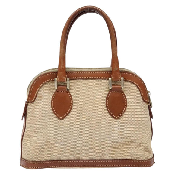 FENDI Hand Bag Canvas Beige Gold Auth bs28291