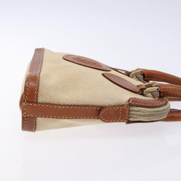 FENDI Hand Bag Canvas Beige Gold Auth bs28291