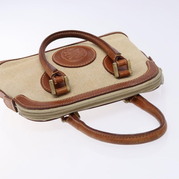 FENDI Hand Bag Canvas Beige Gold Auth bs28291