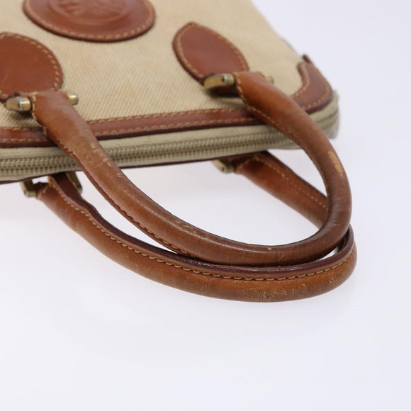 FENDI Hand Bag Canvas Beige Gold Auth bs28291