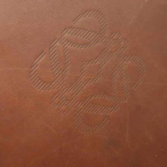 LOEWE Anagram Attache case Hand Bag Leather Black Gold Auth bs28297