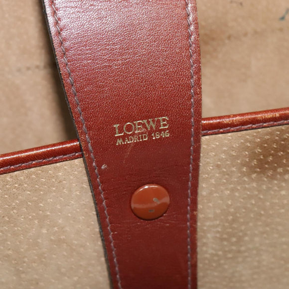 LOEWE Anagram Attache case Hand Bag Leather Black Gold Auth bs28297