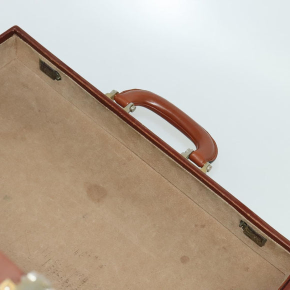 LOEWE Anagram Attache case Hand Bag Leather Black Gold Auth bs28297