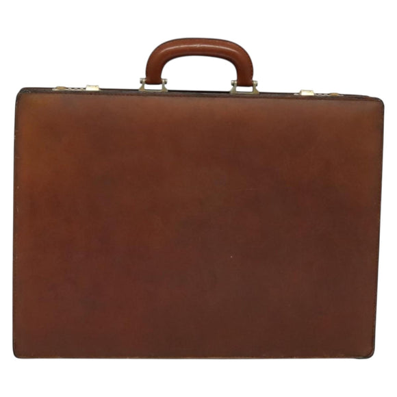 LOEWE Anagram Attache case Hand Bag Leather Black Gold Auth bs28297