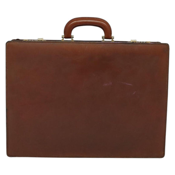 LOEWE Anagram Attache case Hand Bag Leather Black Gold Auth bs28297