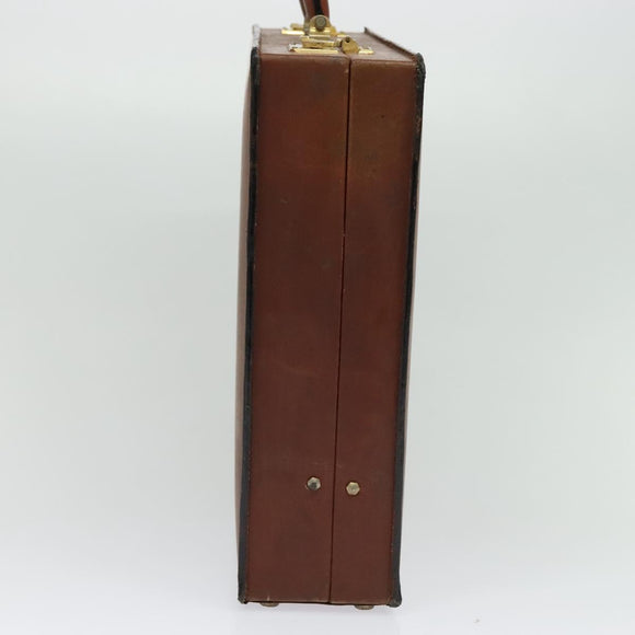 LOEWE Anagram Attache case Hand Bag Leather Black Gold Auth bs28297