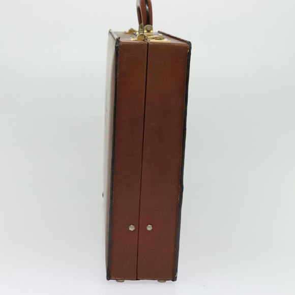 LOEWE Anagram Attache case Hand Bag Leather Black Gold Auth bs28297