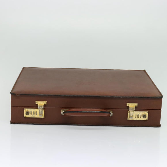 LOEWE Anagram Attache case Hand Bag Leather Black Gold Auth bs28297