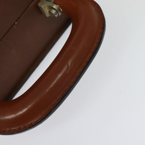 LOEWE Anagram Attache case Hand Bag Leather Black Gold Auth bs28297