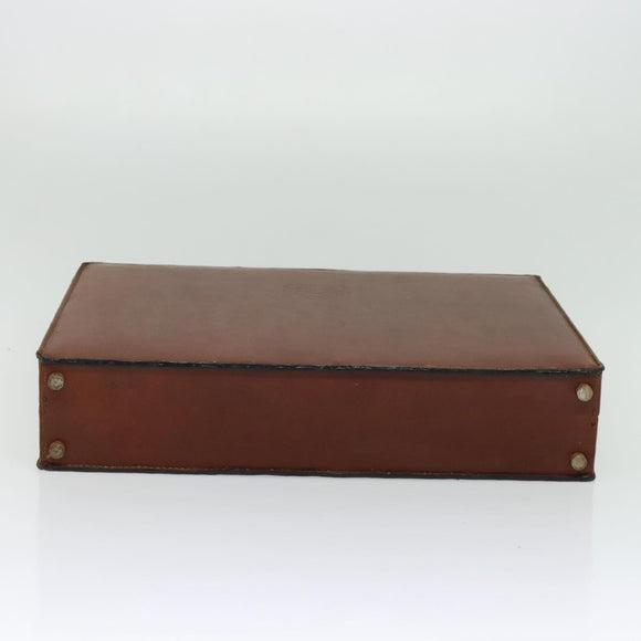 LOEWE Anagram Attache case Hand Bag Leather Black Gold Auth bs28297