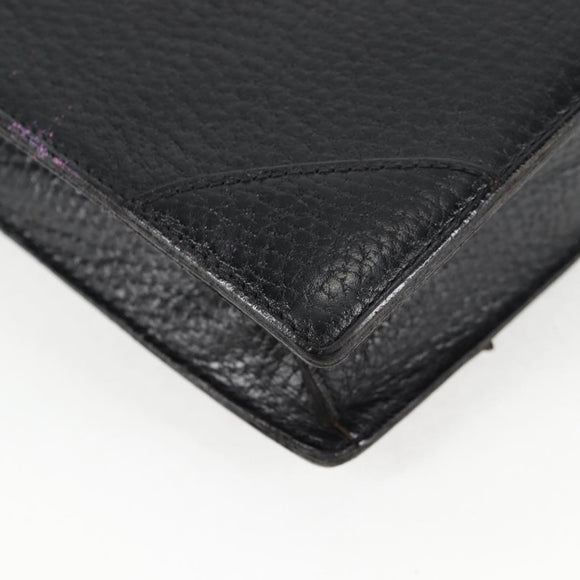 LOEWE Anagram Business Bag Leather Black Gold Auth bs28298