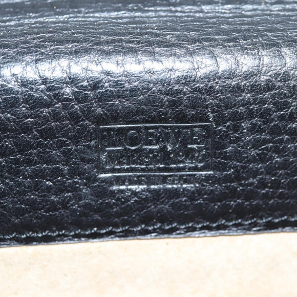 LOEWE Anagram Business Bag Leather Black Gold Auth bs28298