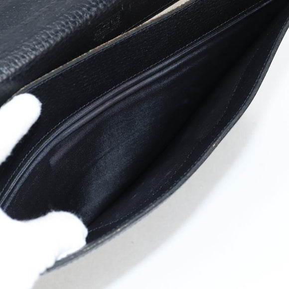 LOEWE Anagram Business Bag Leather Black Gold Auth bs28298