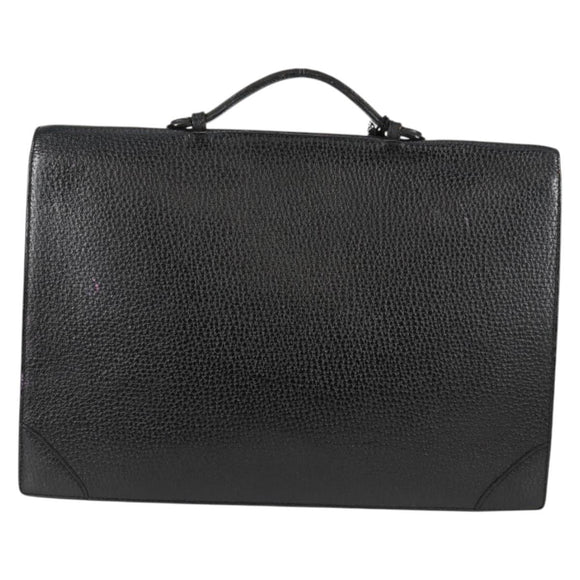 LOEWE Anagram Business Bag Leather Black Gold Auth bs28298