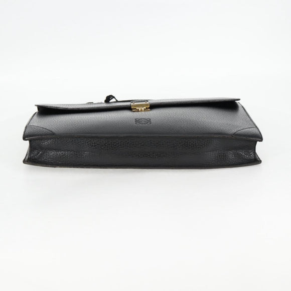 LOEWE Anagram Business Bag Leather Black Gold Auth bs28298
