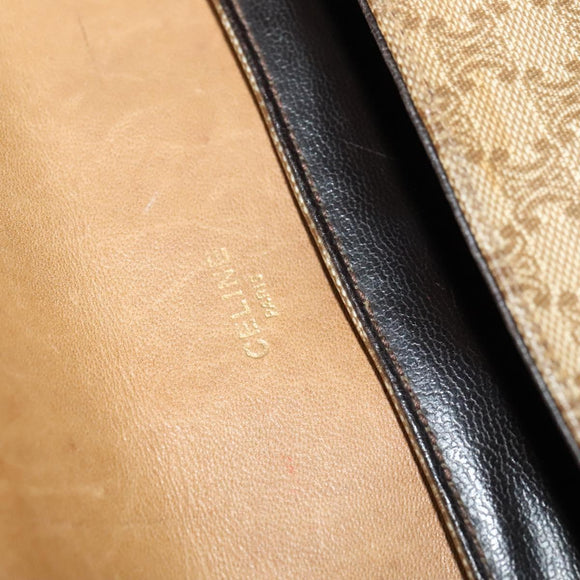 CELINE Macadam Canvas Shoulder Bag PVC Beige Gold Auth bs28302
