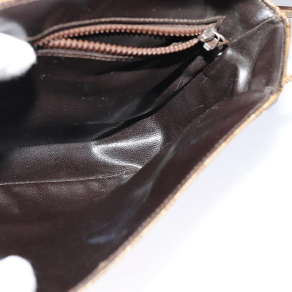 CELINE Macadam Canvas Shoulder Bag PVC Beige Gold Auth bs28302