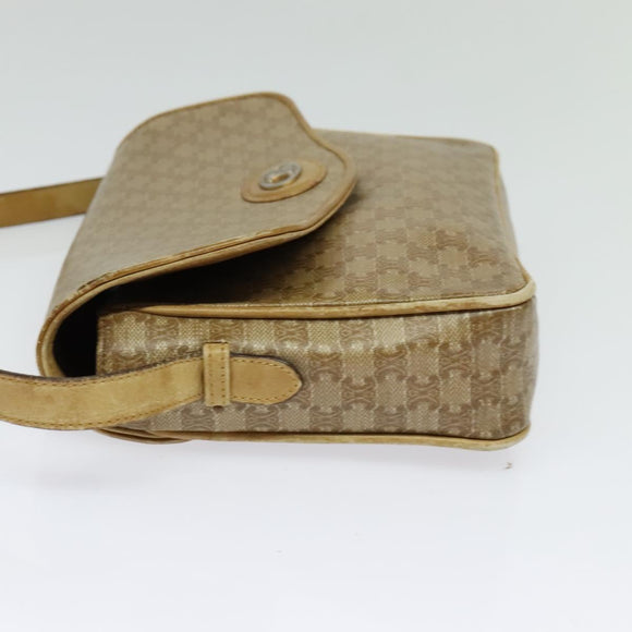 CELINE Macadam Canvas Shoulder Bag PVC Beige Gold Auth bs28302