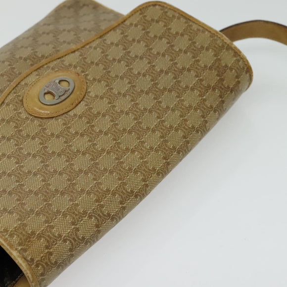 CELINE Macadam Canvas Shoulder Bag PVC Beige Gold Auth bs28302