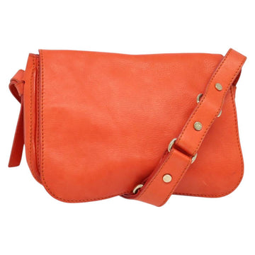 CELINE Shoulder Bag Leather Orange Gold Auth bs28303