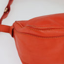 CELINE Shoulder Bag Leather Orange Gold Auth bs28303-15