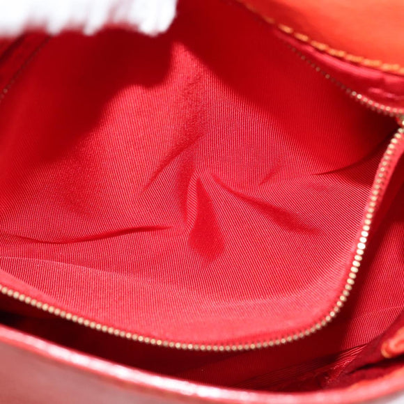 CELINE Shoulder Bag Leather Orange Gold Auth bs28303