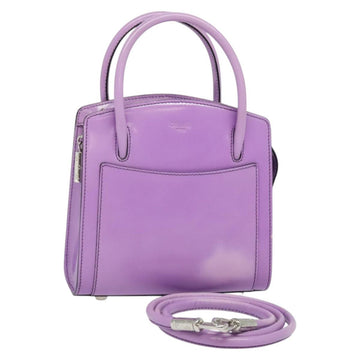 CELINE Hand Bag Enamel 2way Purple Silver Auth bs28304