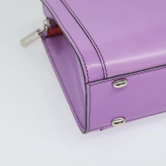 CELINE Hand Bag Enamel 2way Purple Silver Auth bs28304