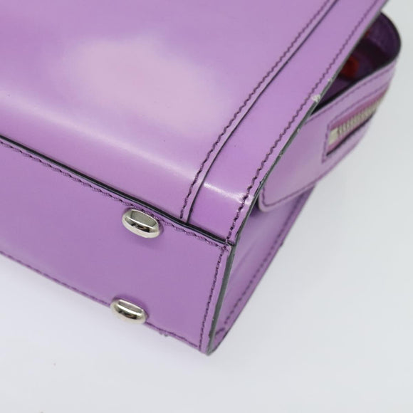 CELINE Hand Bag Enamel 2way Purple Silver Auth bs28304
