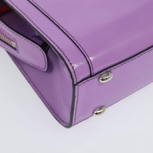 CELINE Hand Bag Enamel 2way Purple Silver Auth bs28304