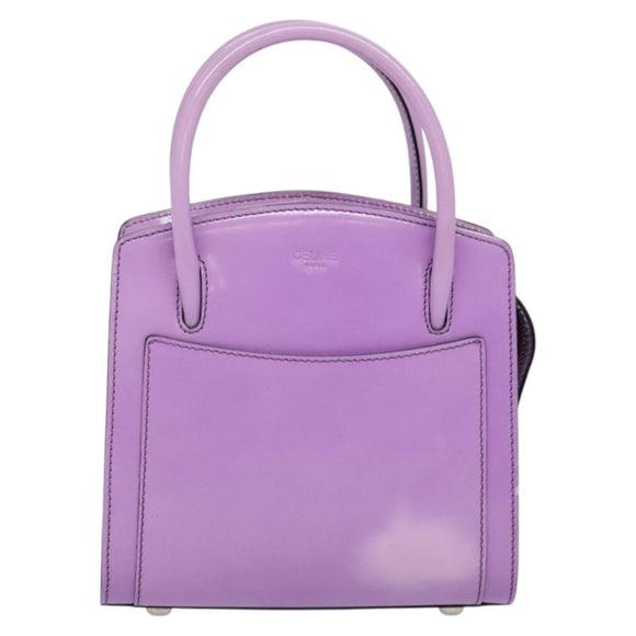 CELINE Hand Bag Enamel 2way Purple Silver Auth bs28304