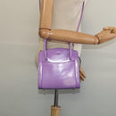CELINE Hand Bag Enamel 2way Purple Silver Auth bs28304-22