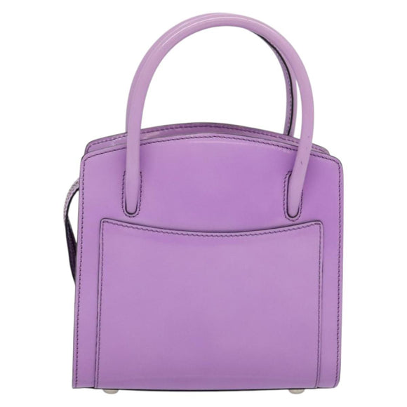 CELINE Hand Bag Enamel 2way Purple Silver Auth bs28304