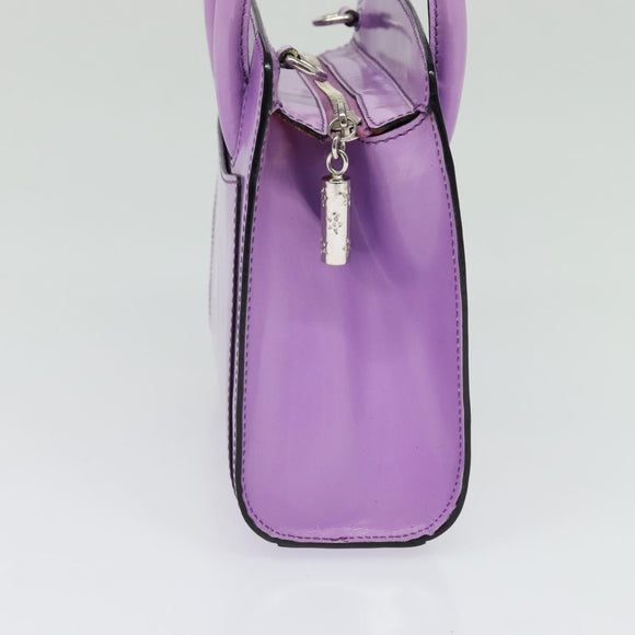 CELINE Hand Bag Enamel 2way Purple Silver Auth bs28304