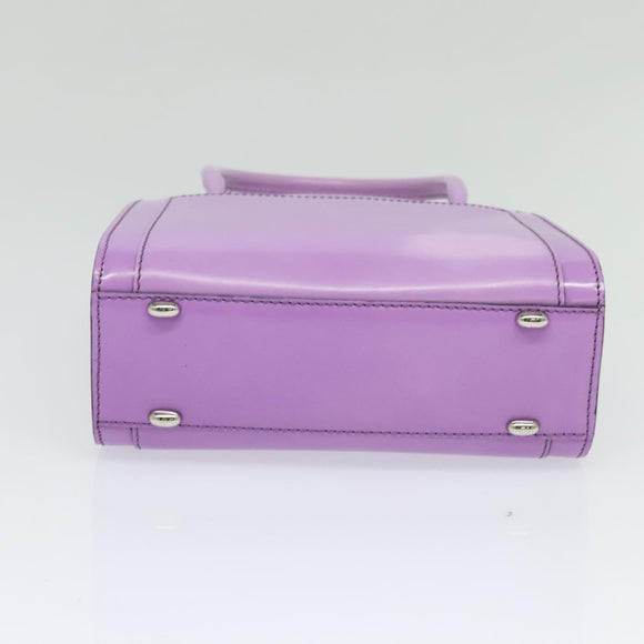 CELINE Hand Bag Enamel 2way Purple Silver Auth bs28304