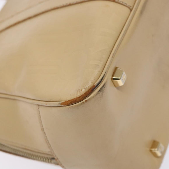 CELINE Hand Bag Leather Beige Gold Auth bs28305