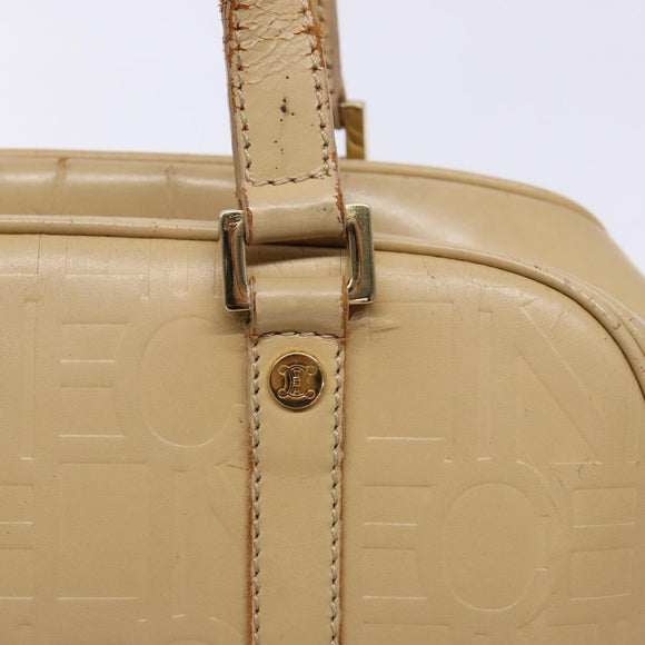 CELINE Hand Bag Leather Beige Gold Auth bs28305