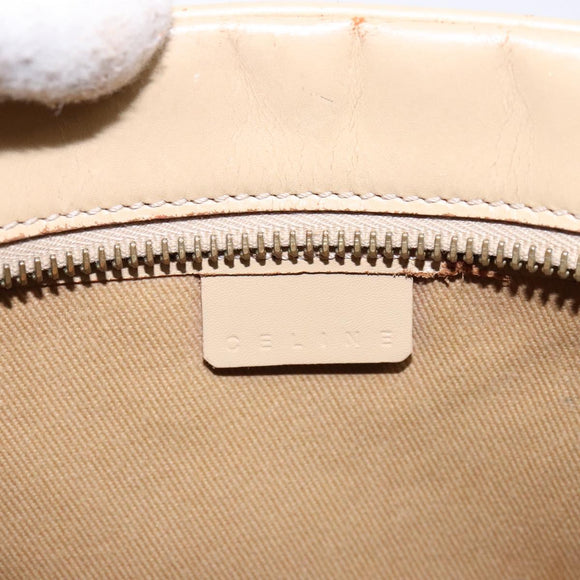 CELINE Hand Bag Leather Beige Gold Auth bs28305