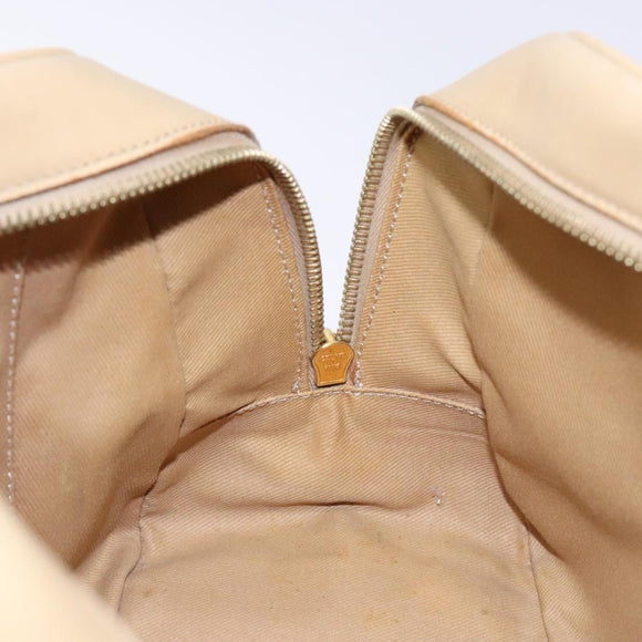 CELINE Hand Bag Leather Beige Gold Auth bs28305