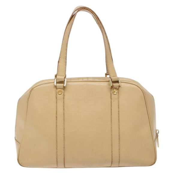 CELINE Hand Bag Leather Beige Gold Auth bs28305