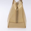 CELINE Hand Bag Leather Beige Gold Auth bs28305-3