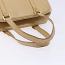 CELINE Hand Bag Leather Beige Gold Auth bs28305-7