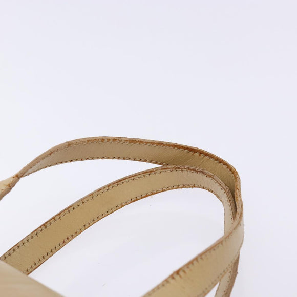 CELINE Hand Bag Leather Beige Gold Auth bs28305