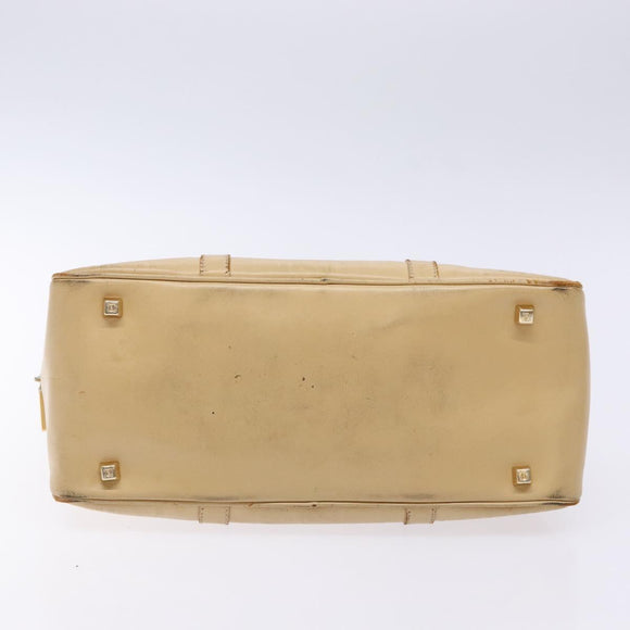 CELINE Hand Bag Leather Beige Gold Auth bs28305